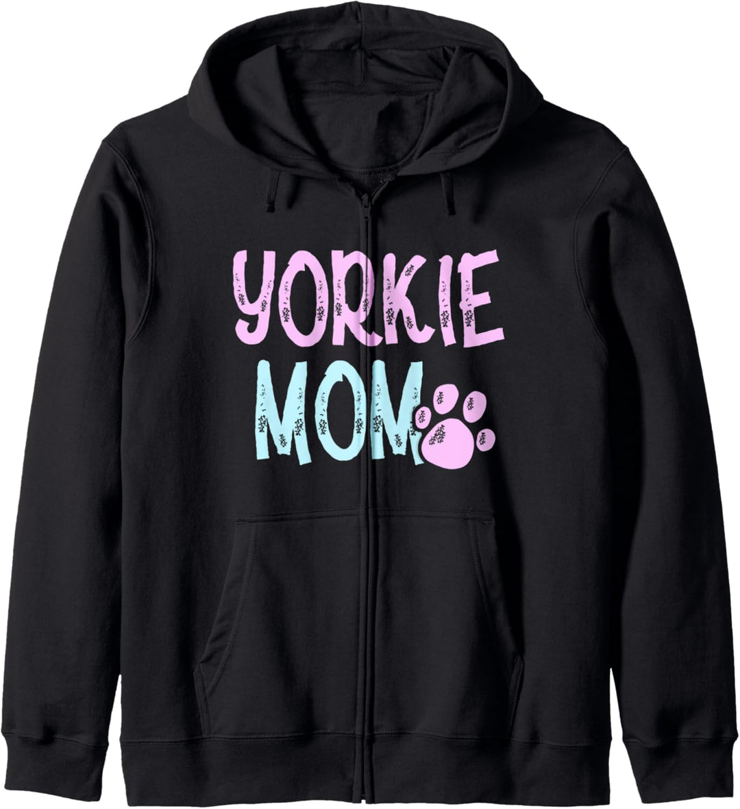 Yorkie Mom Dog Yorkshire Terrier Cute Paw Print Blue Pink Kapuzenjacke