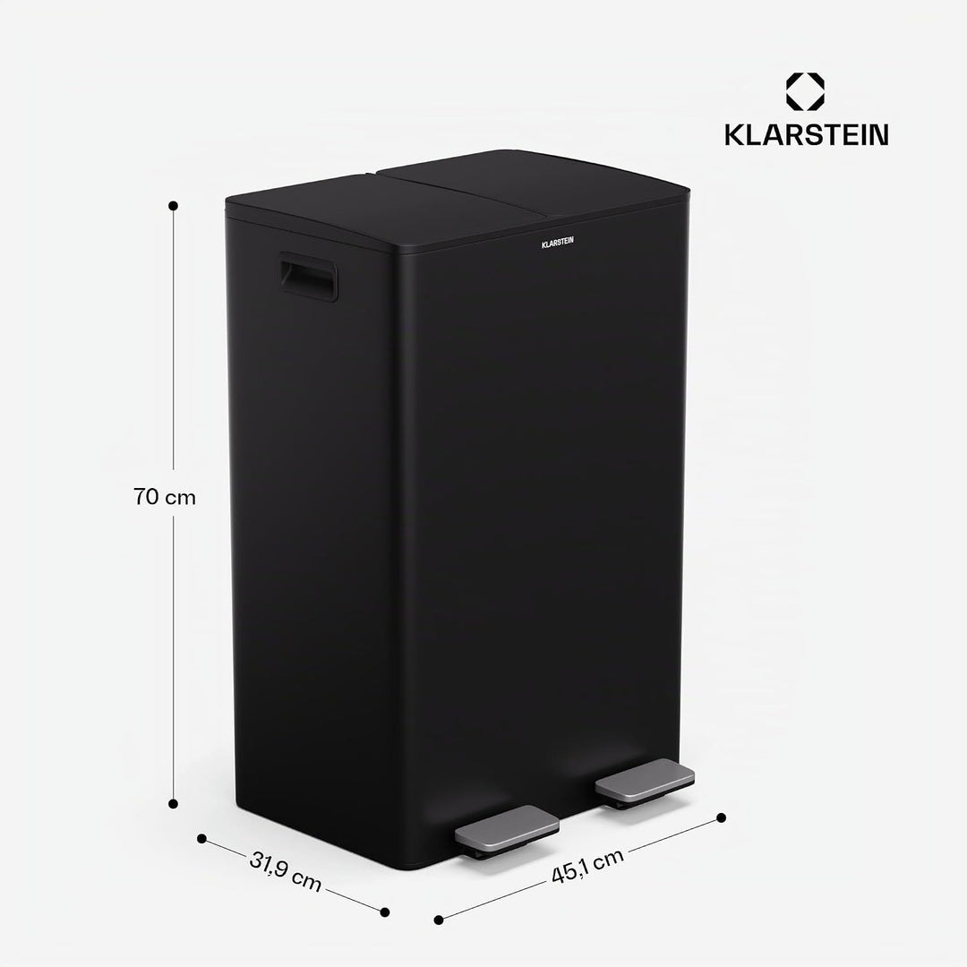 Klarstein EcoVista Mülleimer - 60L Abfalleimer mit 2 Fächern &amp; 3L Kompostbehälter, Soft-Close, Edels