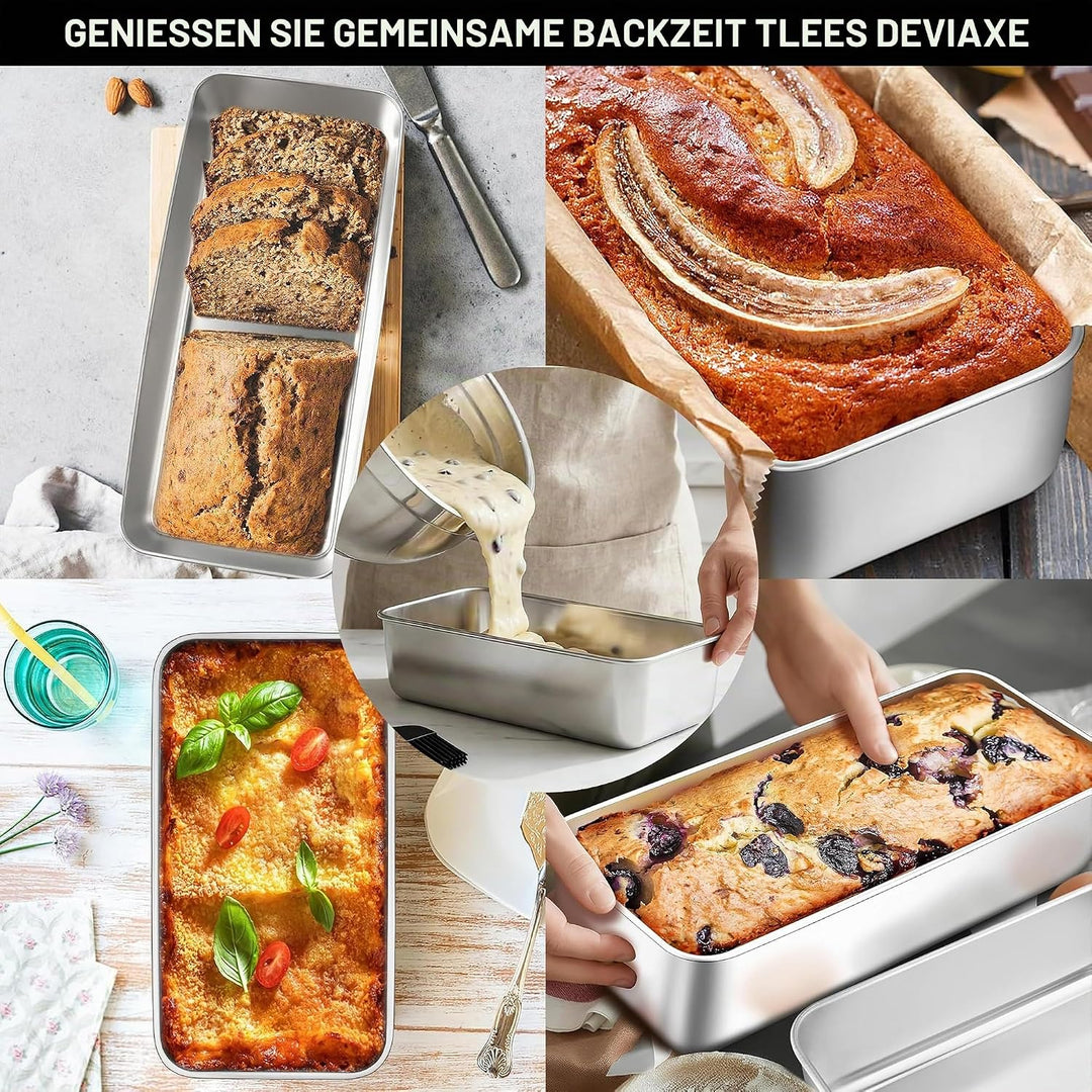 2 Stück Edelstahl Brotbackform Kastenform 30cm - Rechteckige Backform für Brot & Kuchen, Kastenkuche