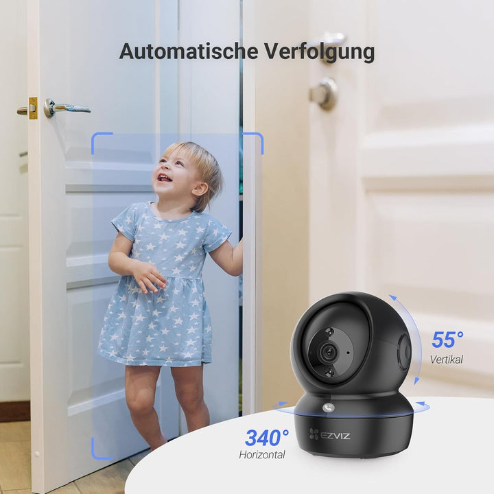 EZVIZ 2K WLAN Überwachungskamera Innen, 360º PTZ Indoor Kamera mit Personenerkennung und -verfolgung