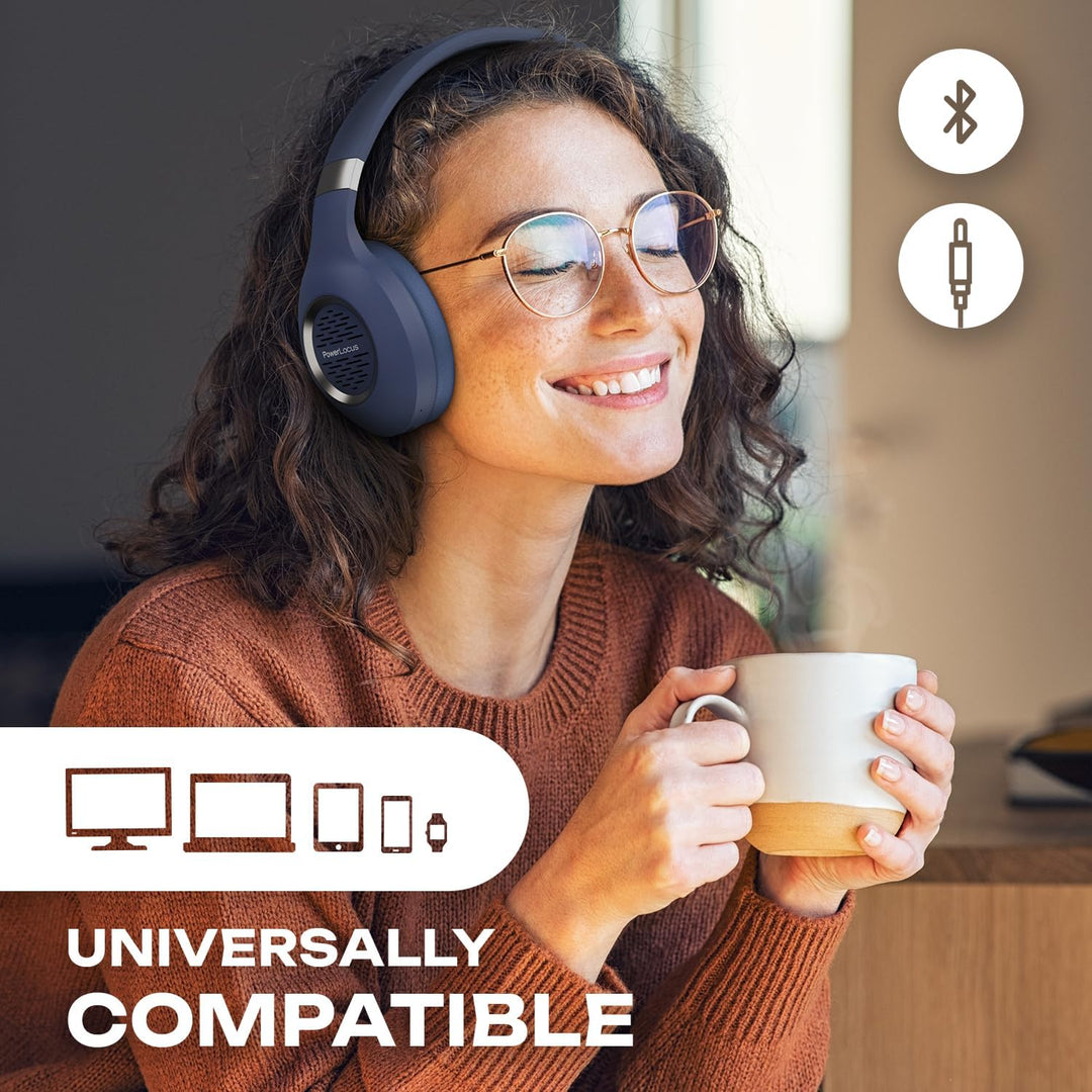 PowerLocus Bluetooth Kopfhörer Over Ear, Kabellose Kopfhörer Faltbarer mit Mikrofon, Hi-Fi-Stereo ti