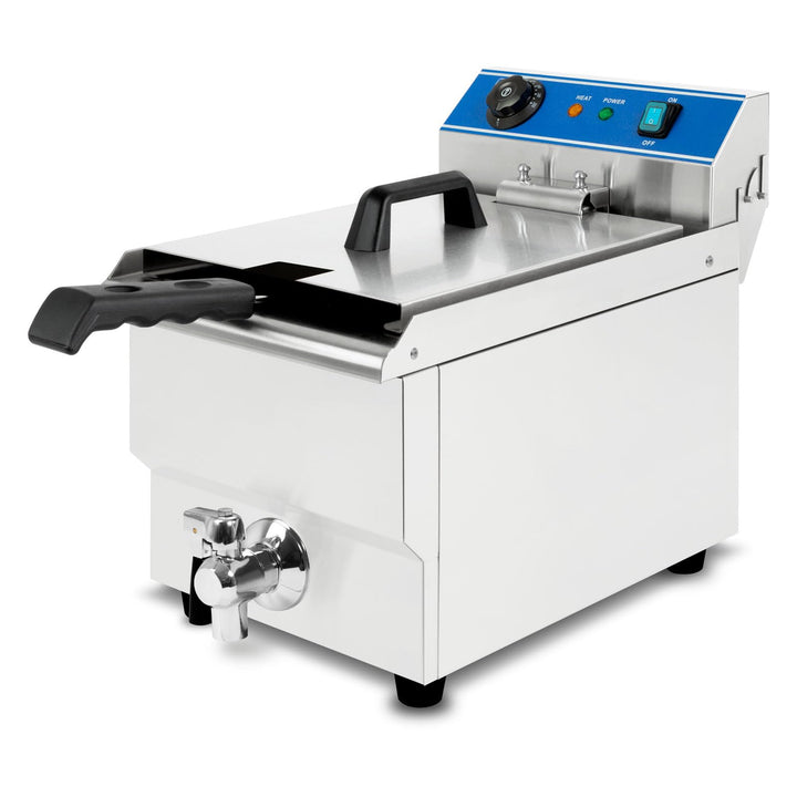 VERTES Friteuse aus Edelstahl 16 Liter Fassungsvermögen, 50-200°C, 3000W, 230V, Kaltzonenprinzip, Pr