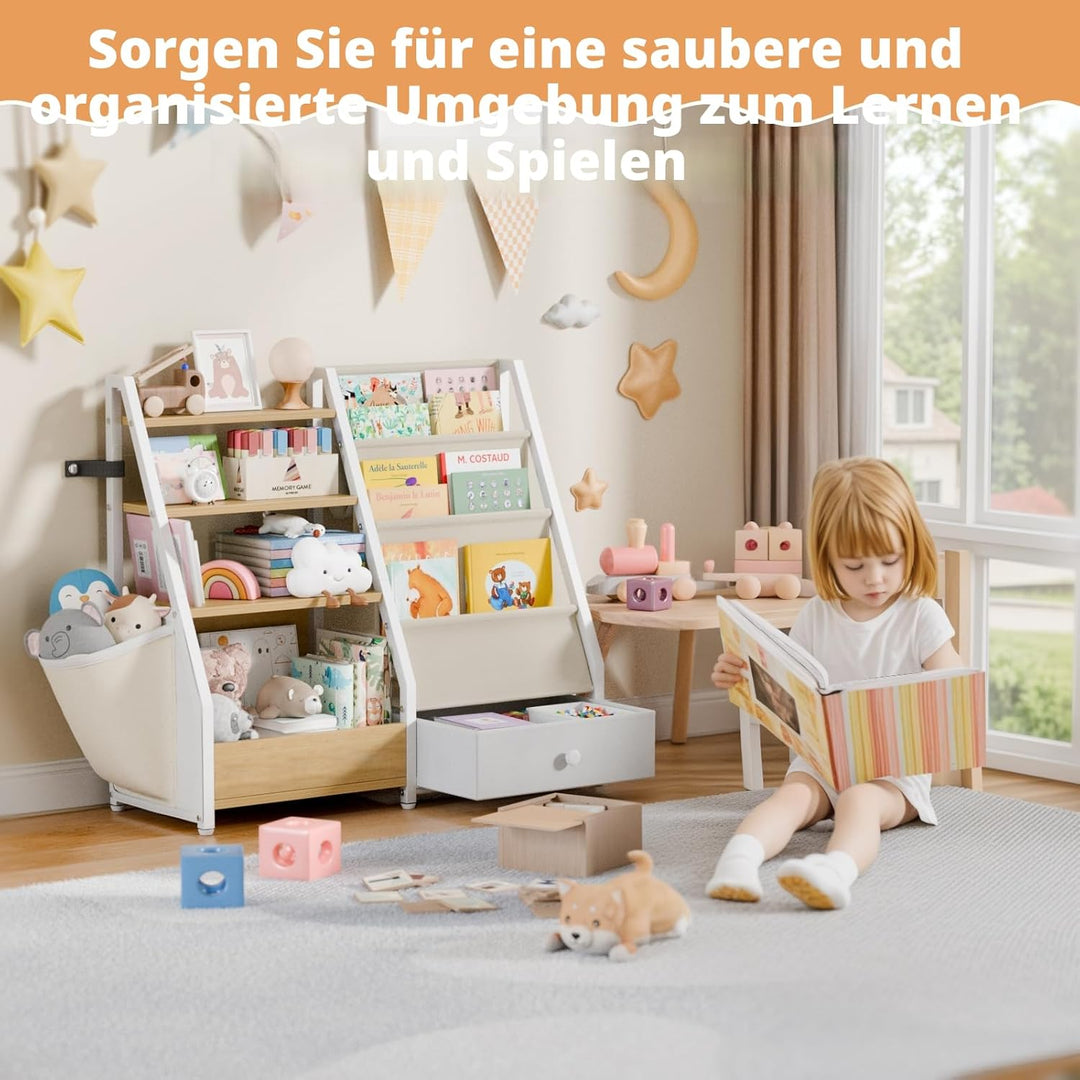 Kinder-Bücherregal und Spielzeugaufbewahrung – Bücherregal für Kinderzimmer, Kleinkind-Bücherregal f
