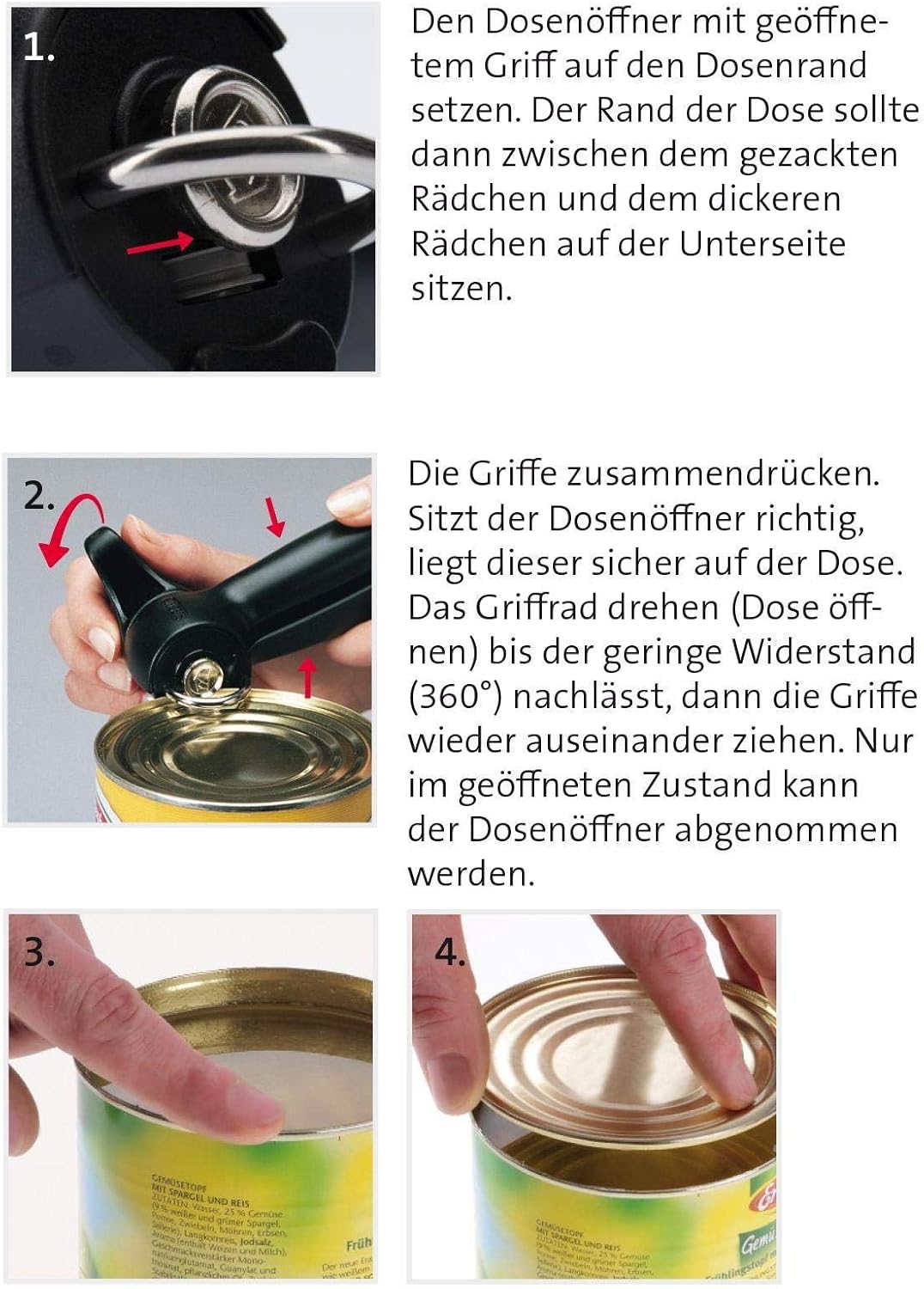Westmark Sicherheitsdosenöffner, mit Führungs-Bügel, Länge: 18,5 cm, Rostfreier Edelstahl/Kunststoff