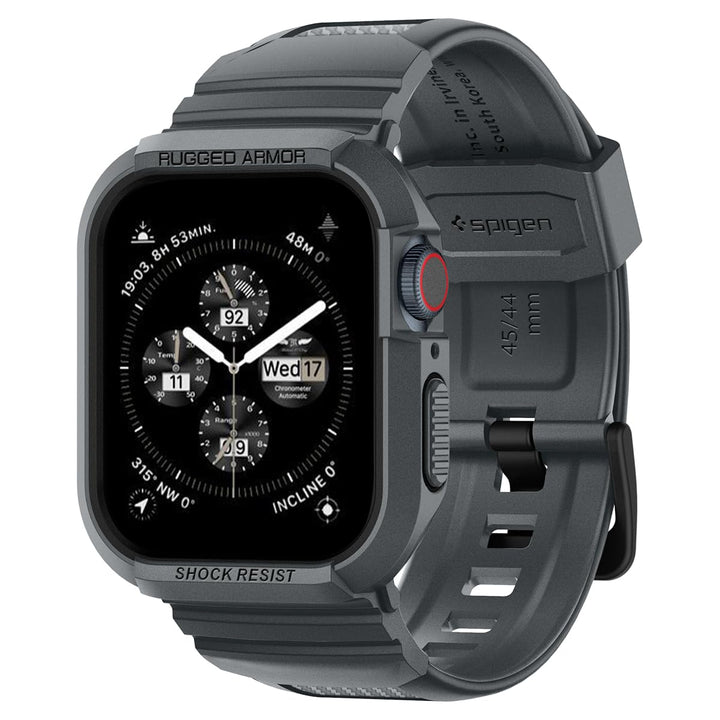 Spigen Rugged Armor Pro Hülle mit Band für Apple Watch 45/44mm | TPU-Unibody-Hülle mit Armband, Carb