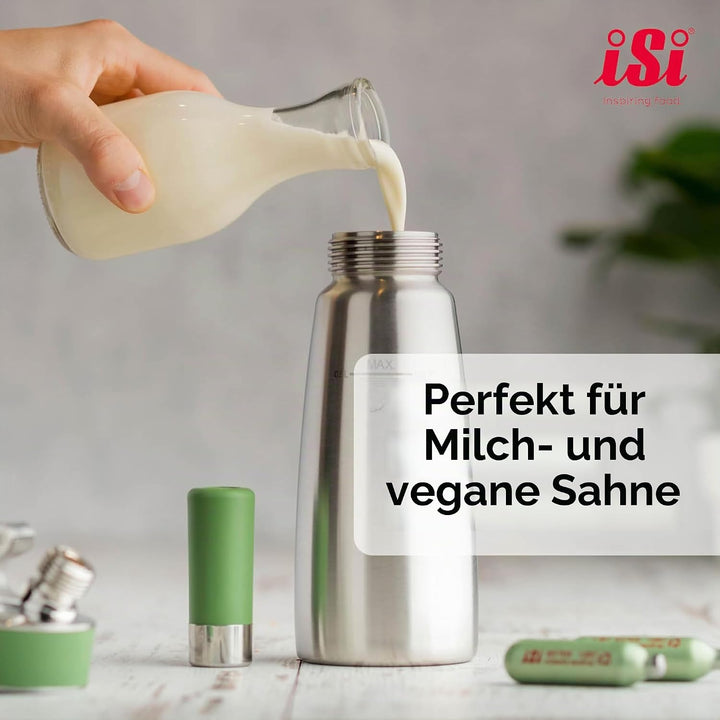 iSi Sahnespender Green Whip für vegane und tierische Schlagsahne - 1L - Sahnesyphon aus rostfreiem E