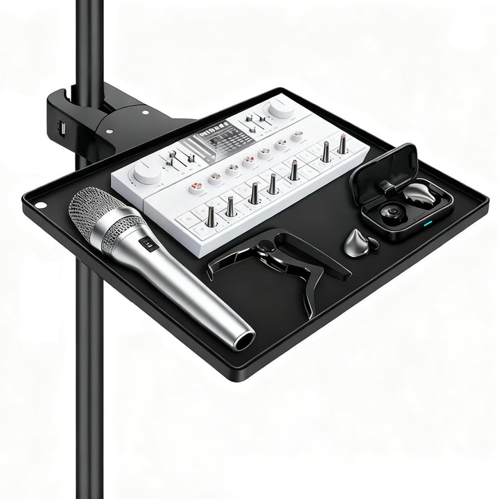 Microphone Stand Ablage, 27 x 28 x 3,5 cm Mikrofonständer Tablett Krabbenklemme Tisch Mikrofonstände
