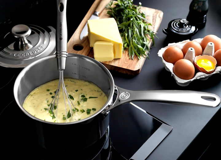 Le Creuset Signature Sossentopf mit Deckel und Hilfsgriff, Rostfreier 3-ply Edelstahl, Ø 16 cm, 1.9