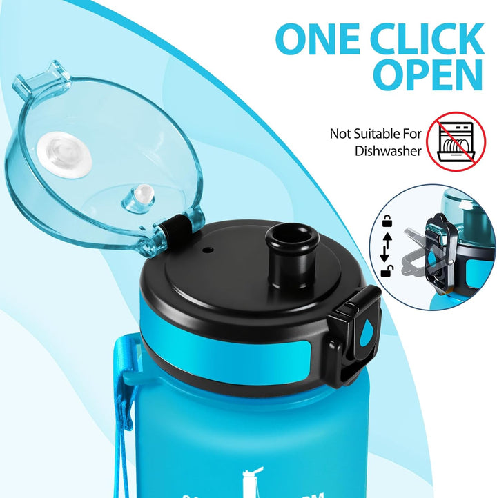 HoneyHolly Trinkflasche 1500ML, Sportflasche mit Filter, Wasserflasche, Auslaufsicher mit Zeitmarkie