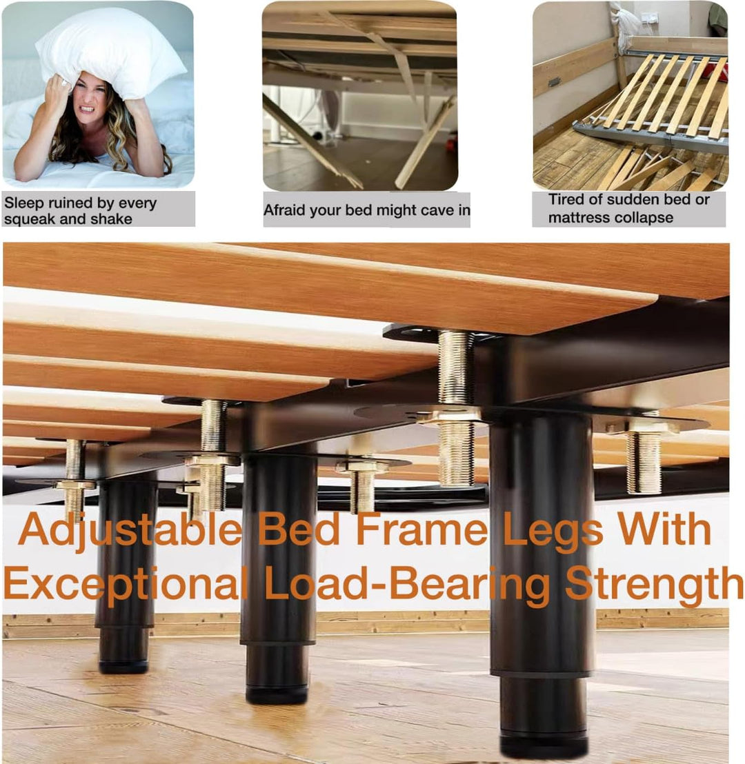 Oursouion Bettbeine, verstellbar, einziehbar Bettfüsse, strapazierfähig, Lattenstützbein, Metall-Möb