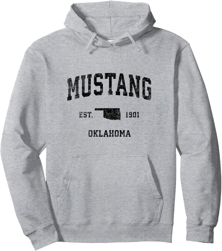 Mustang Oklahoma OK Vintage-Sport-Design, schwarzer Druck Pullover Hoodie