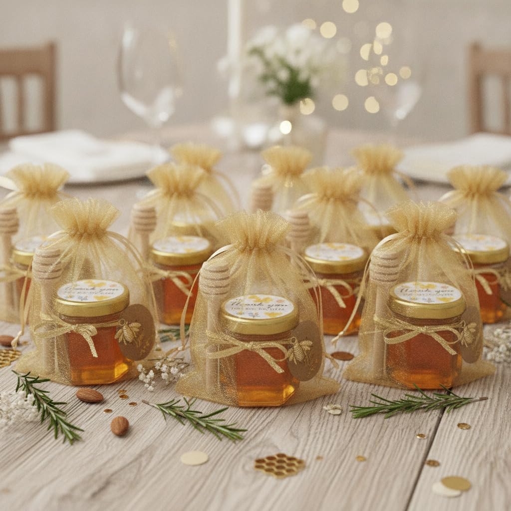 Ahhute Honiggläser Klein, Mini Honigglas Mit Honiglöffel, Honiggläser Mit Deckel Gastgeschenke Hochz