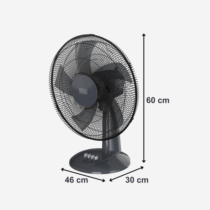 BLACK+DECKER - Tischventilator BXFD8000E + 45 W | 3 Stufen | Oszillation | 5 Flügel 40 cm | manuelle