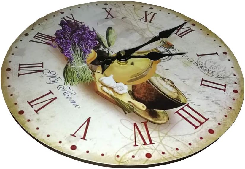 YOAI Wanduhr küchenuhr Vintage Shabby CHIC Antik Nostalgie Rustikale Quarzuhr aus MDF mit lautlosem