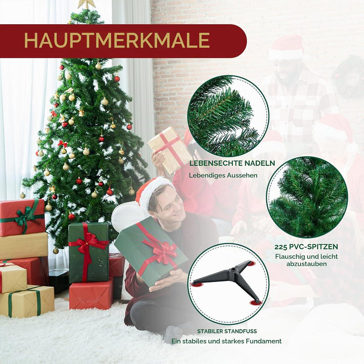 CCLIFE Künstlicher Weihnachtsbaum Nordmanntanne, 120cm, 225 Astspitzen, Tannenbaum Klein, Spritzguss