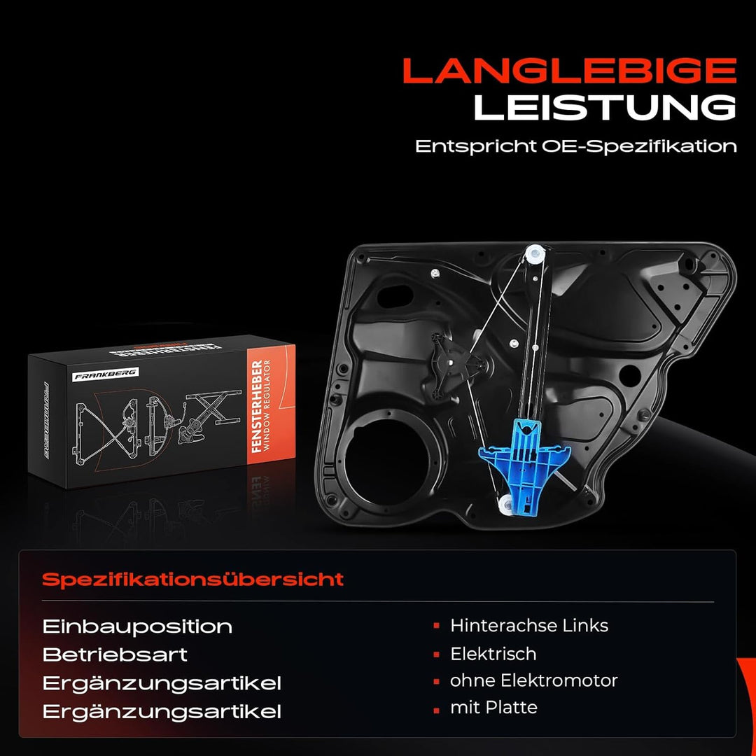 Frankberg 1x Fensterheber Ohne Motor Hinten Links Kompatibel mit P.a.s.s.a.t 3C2 2005-2010 P.a.s.s.a