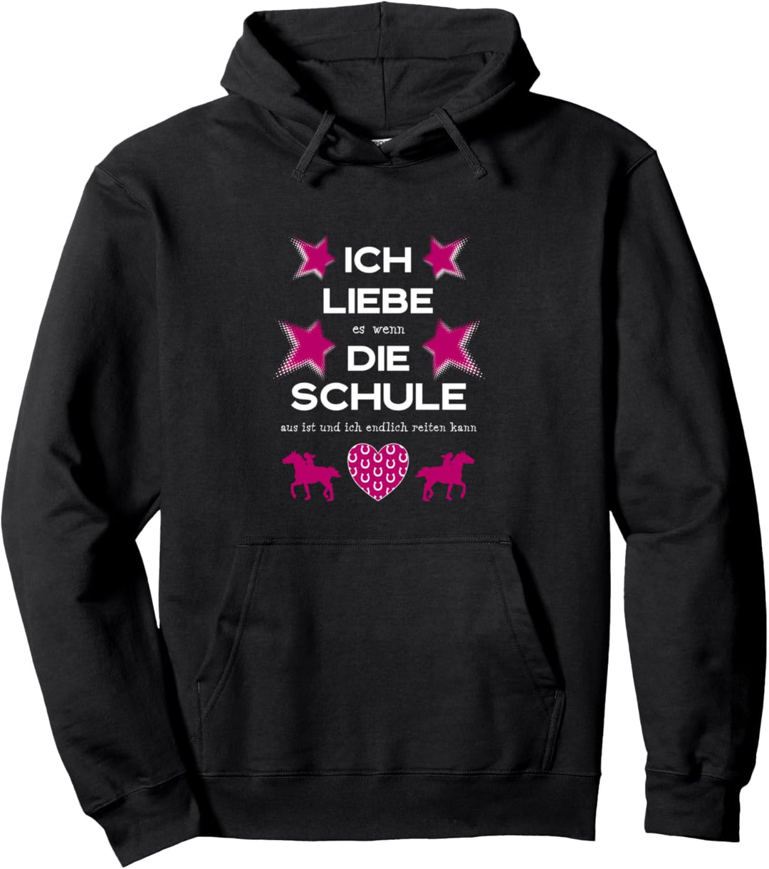 Pferde Mädchen Spruch Ich liebe die Schule Reiten Pullover Hoodie