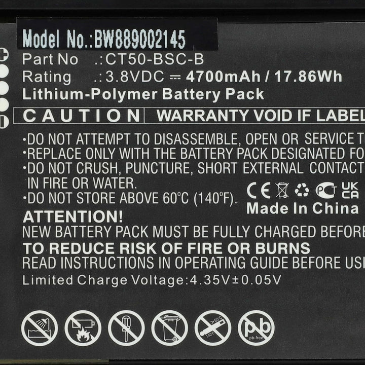 vhbw Akku kompatibel mit Honeywell Dolphin CT65, CT60 Mobilcomputer PDA Scanner (4700 mAh, 3,8 V, Li