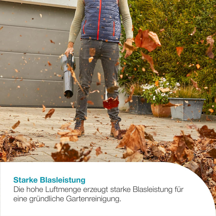 Gardena PowerJet 18V P4A Ready-to-Use Set: leistungsstarke Akku-Bläser für effektives und schnelles