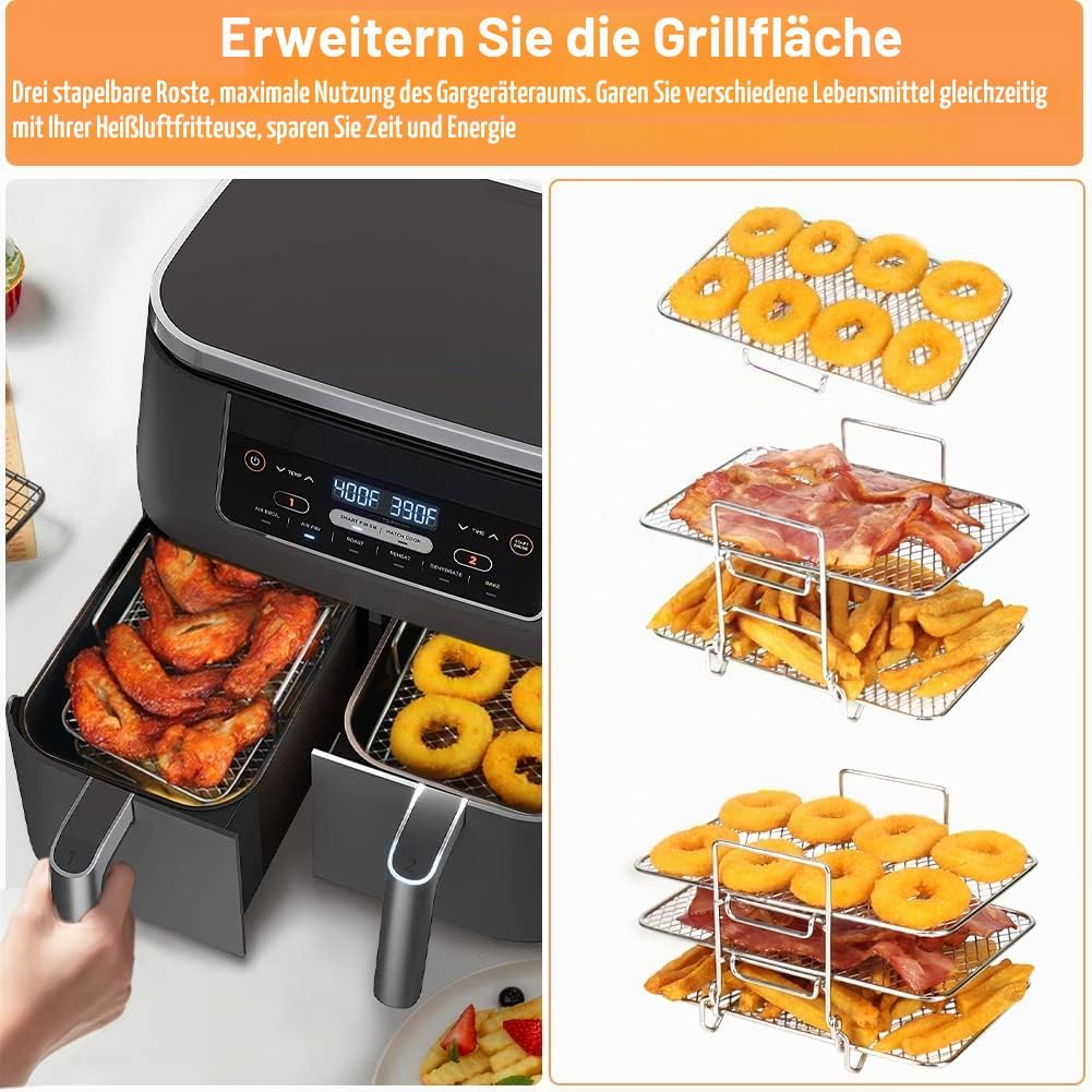 YQL Airfryer Zubehör für Ninja Foodi Dual Zone AF300EU, AF400EU, Heissluftfritteuse Zubehör 304 über
