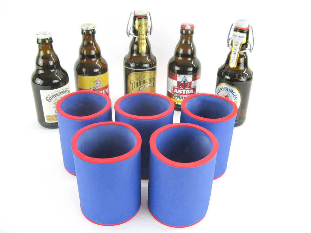 5 Blaue Getränkekühler - Bierkühler - Flaschenkühler für Kurze, Dicke 0,33L Bierflaschen aus bestem