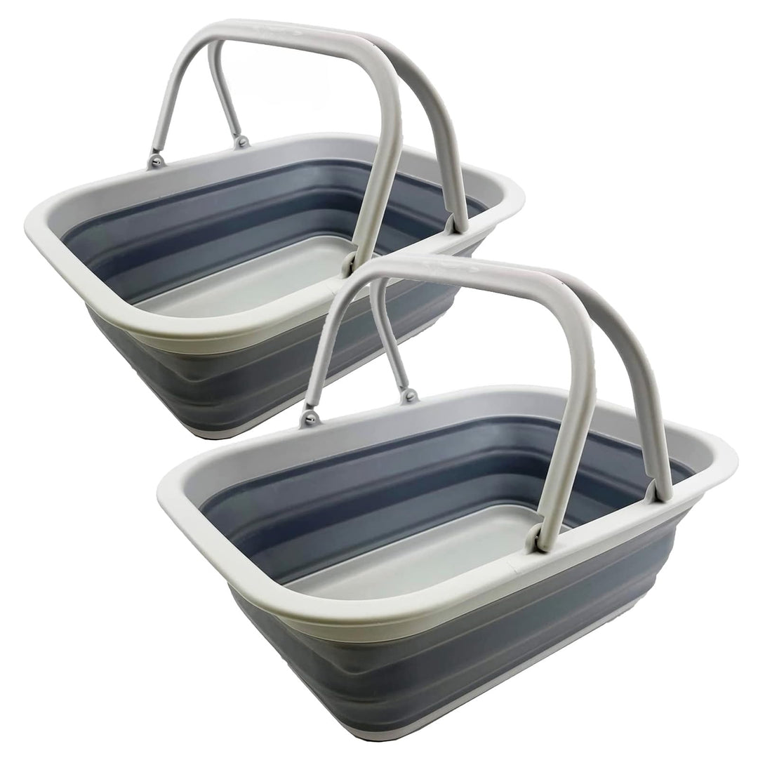 SAMMART 9,2 l zusammenklappbare Wanne mit Griff – tragbarer Outdoor-Picknickkorb/Krater – Faltbare E