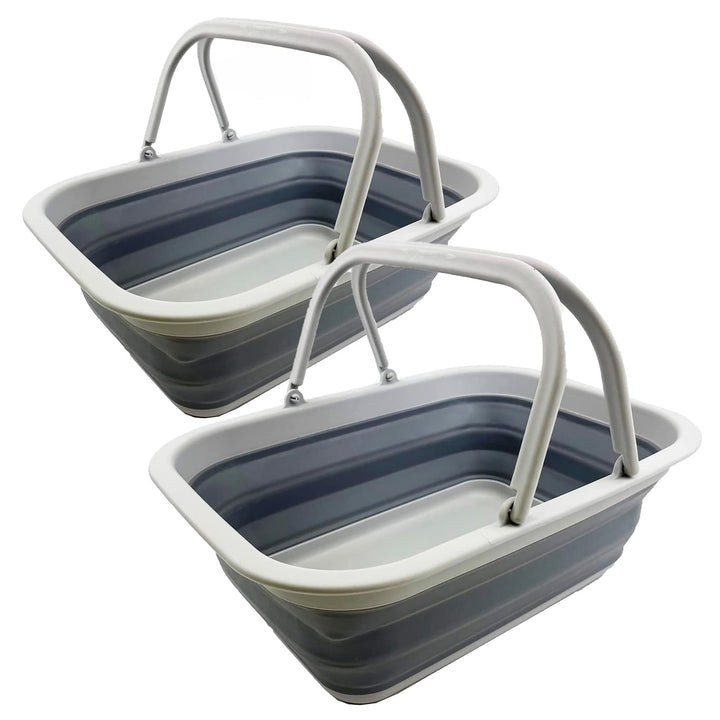 SAMMART 9,2 l zusammenklappbare Wanne mit Griff – tragbarer Outdoor-Picknickkorb/Krater – Faltbare E