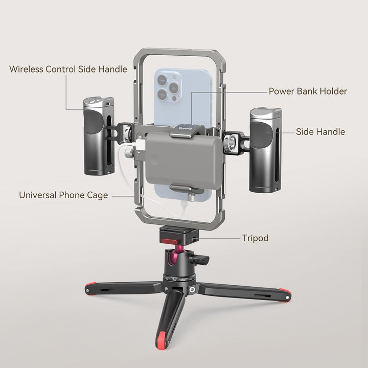 SMALLRIG Universal Phone Video Rig Kit für Vlogger Video Creators, Aluminium-Handheld-Kit für iPhone