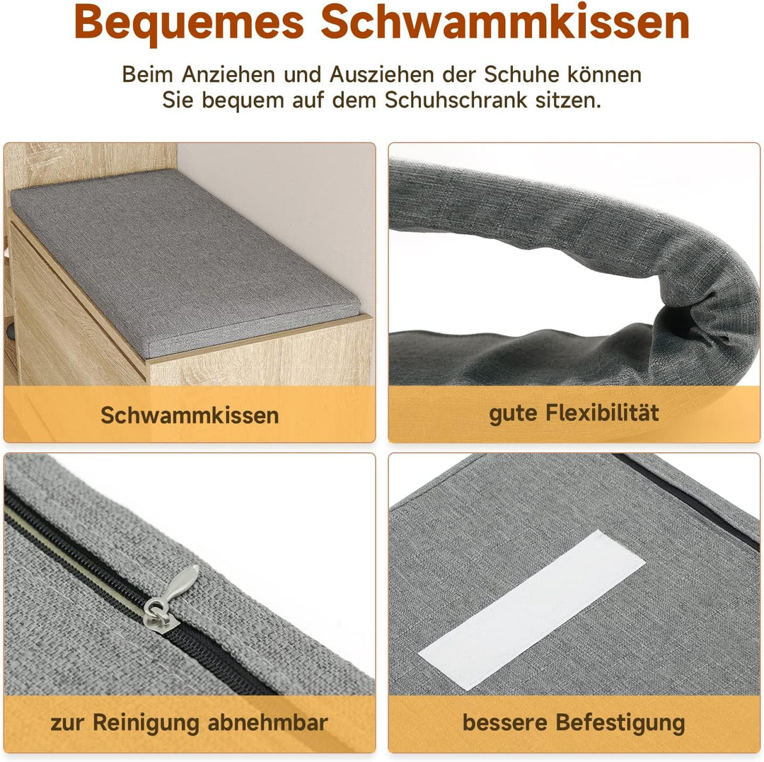 SUNXURY Schuhschrank Schuhbank mit Sitzfläche Schuhregal mit Stauraum Sitzbank Stauraum Verstellbare