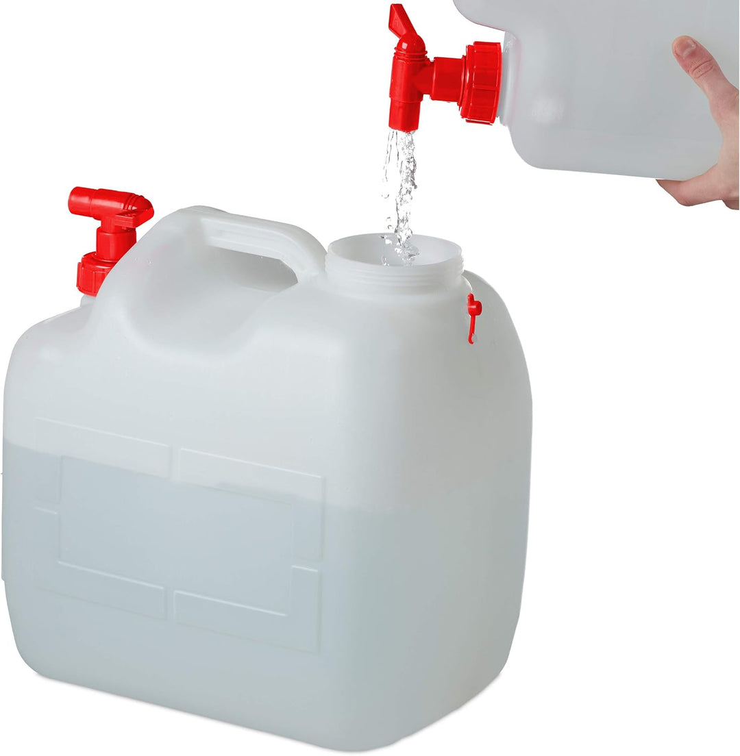 Relaxdays Wasserkanister mit Hahn, Schraubdeckel, Trinkwasserkanister Camping, 23 l, BPA-frei, Kunst