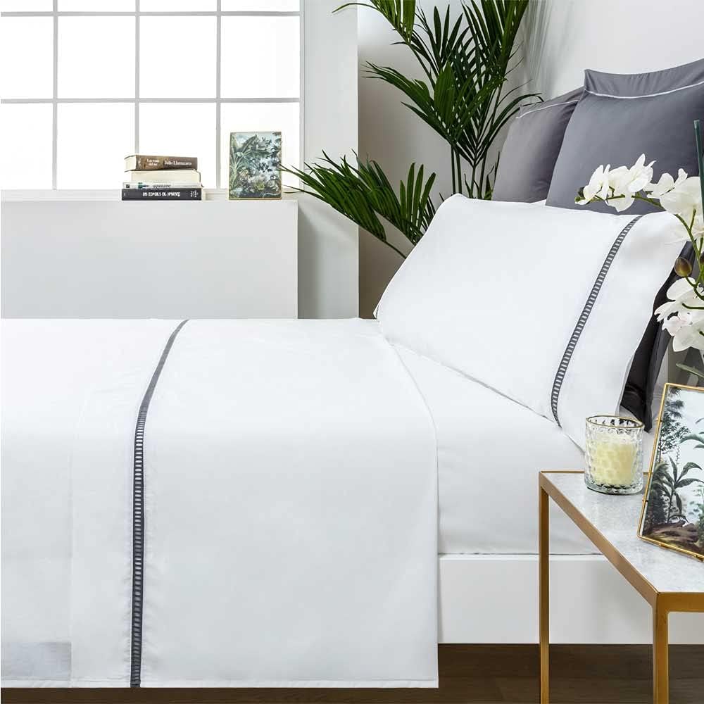 COTTON ARTean Bettwäsche-Set Vainica, Weiss, 90 x 190/200, 100 % Baumwolle, 200 Fadenzahl. Cama 90 X