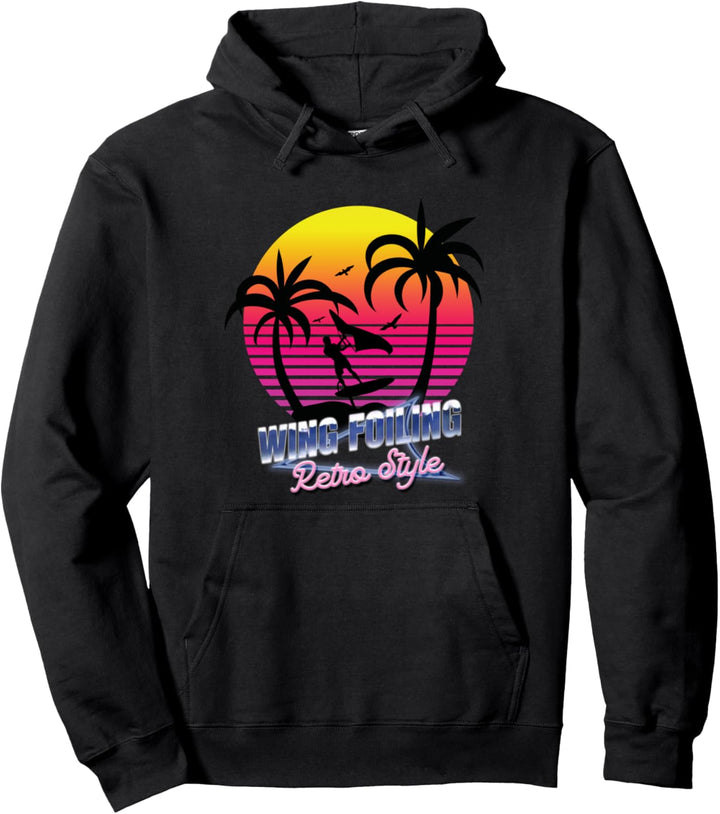 Wing Foiling Retro Style Pullover Hoodie