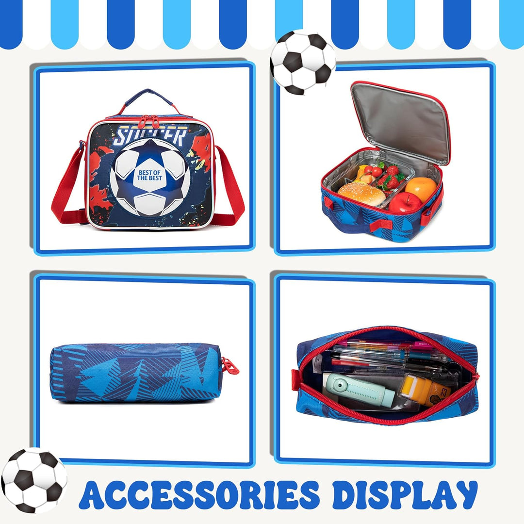 HTgroce Schulranzen mit Rollen, Rucksack mit Trolley für Kinder, für Schule, Reisen, Blau Fu&#xDF;ba