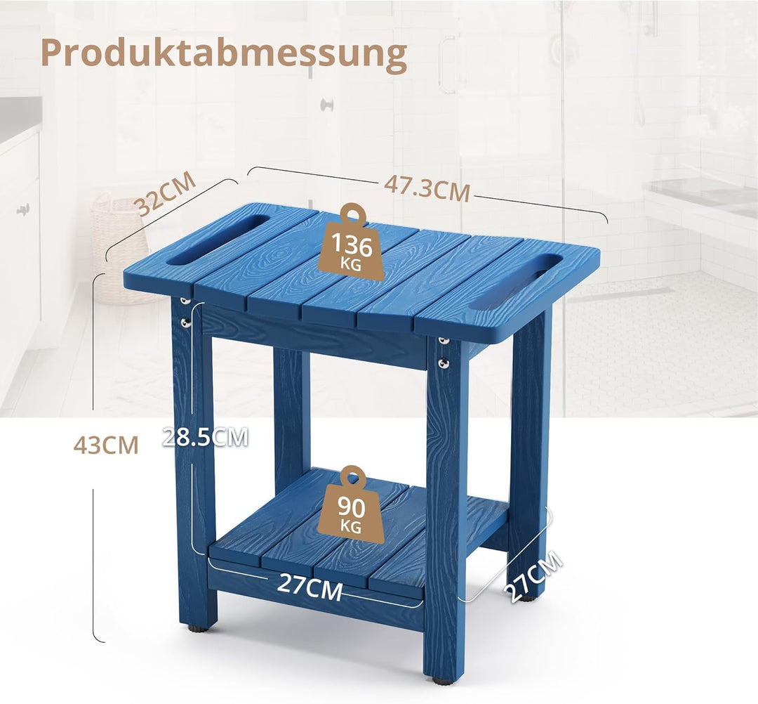 LUE BONA HDPS Duschbänke, Duschhocker zum Rasieren der Beine mit Ablage, wasserdichter Badstuhlsitz