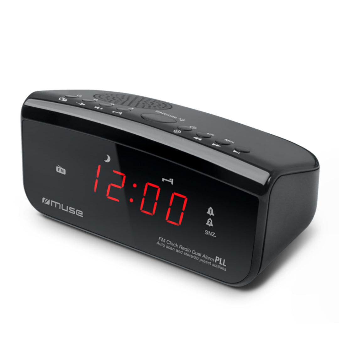 Muse M-12 CR Radiowecker (PLL-Tuner, 2 Weckzeiten, 1,5 cm (0,6 Zoll) rotes LED-Display) schwarz