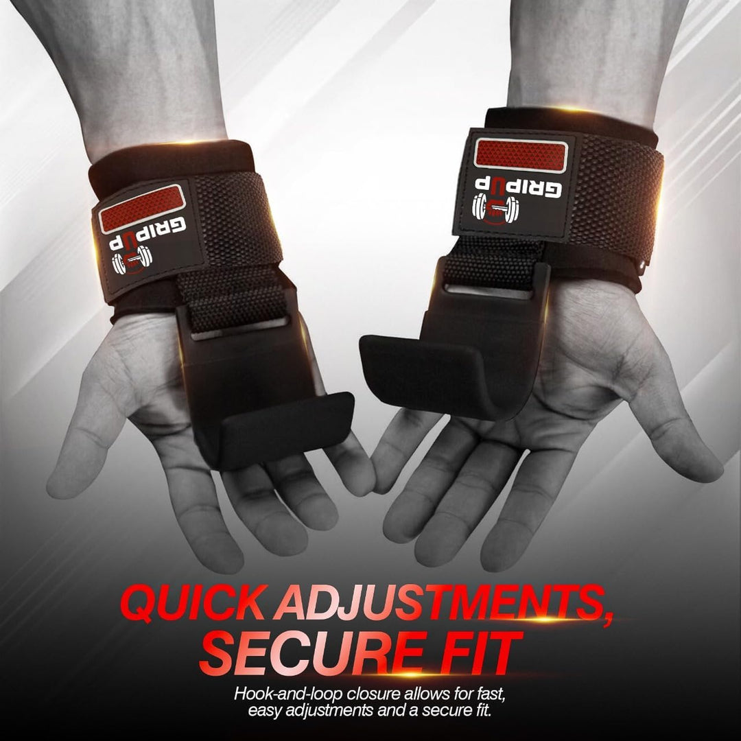 Fitness Zughilfen Krafttraining (Paar), 8mm dicke Gepolstert Handgelenkschutz Gewichtheberhaken Gumm