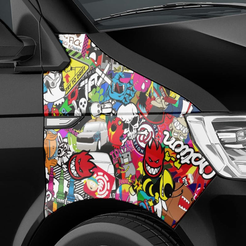 Auto-Dress Stickerbomb Auto-Folie mit Luftkanal-Technik für 3D Car-Wrapping (100x150cm, Design: Spec