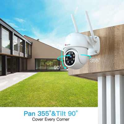 2K 4MP Überwachungskamera Aussen WLAN, 2560×1440P Ctronics PTZ WiFi IP Kamera Outdoor mit Automatisc