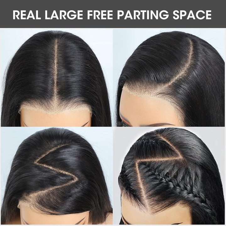 Echthaar Perücke 5x5 Lace Front Wig Human Hair With 180% Density Straight Glueless Human Hair Wigs F