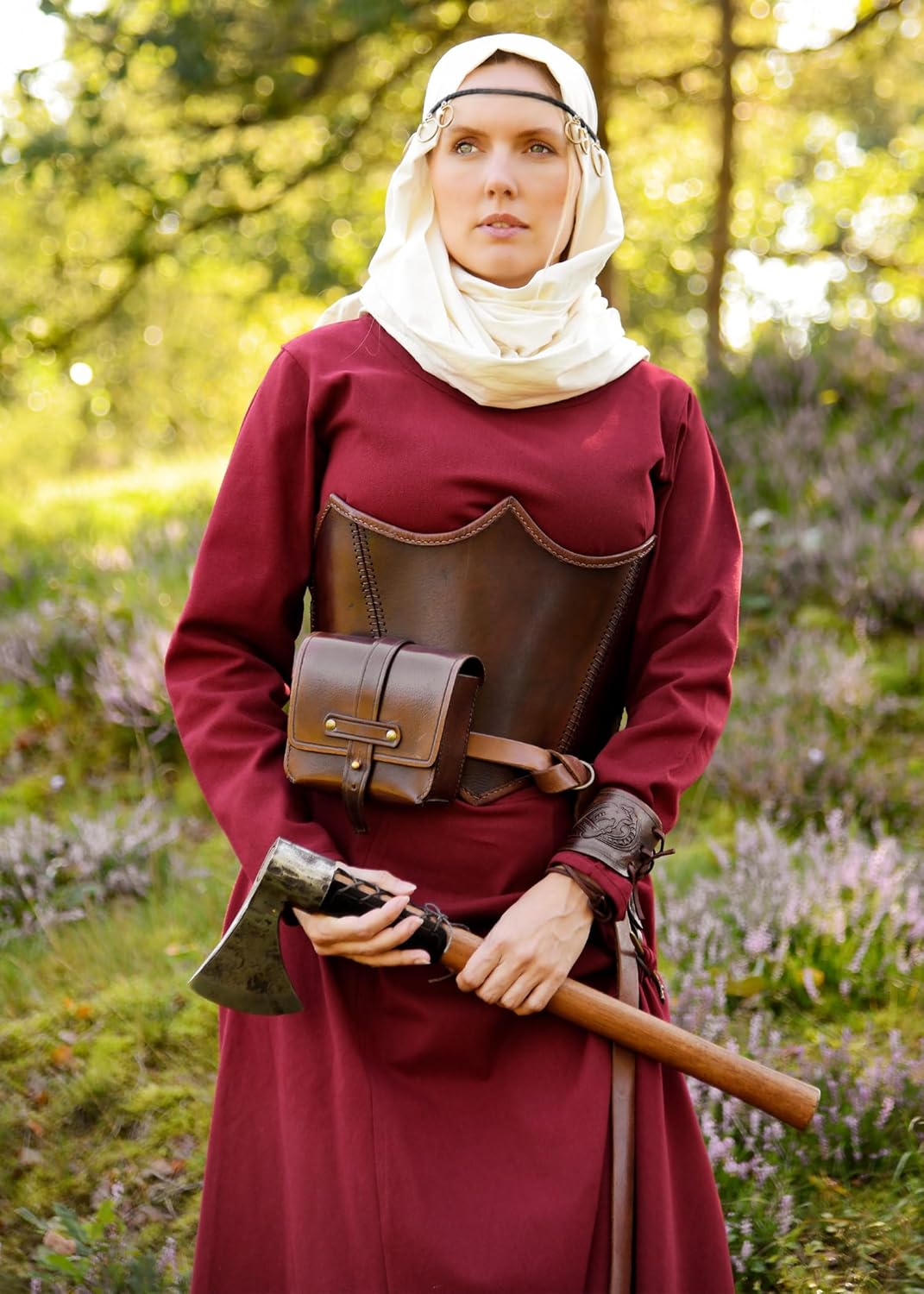 Battle-Merchant Mittelalter Kleid Afra Damen | Langarm Wikinger Kostüm bodenlang | LARP Gewandung au