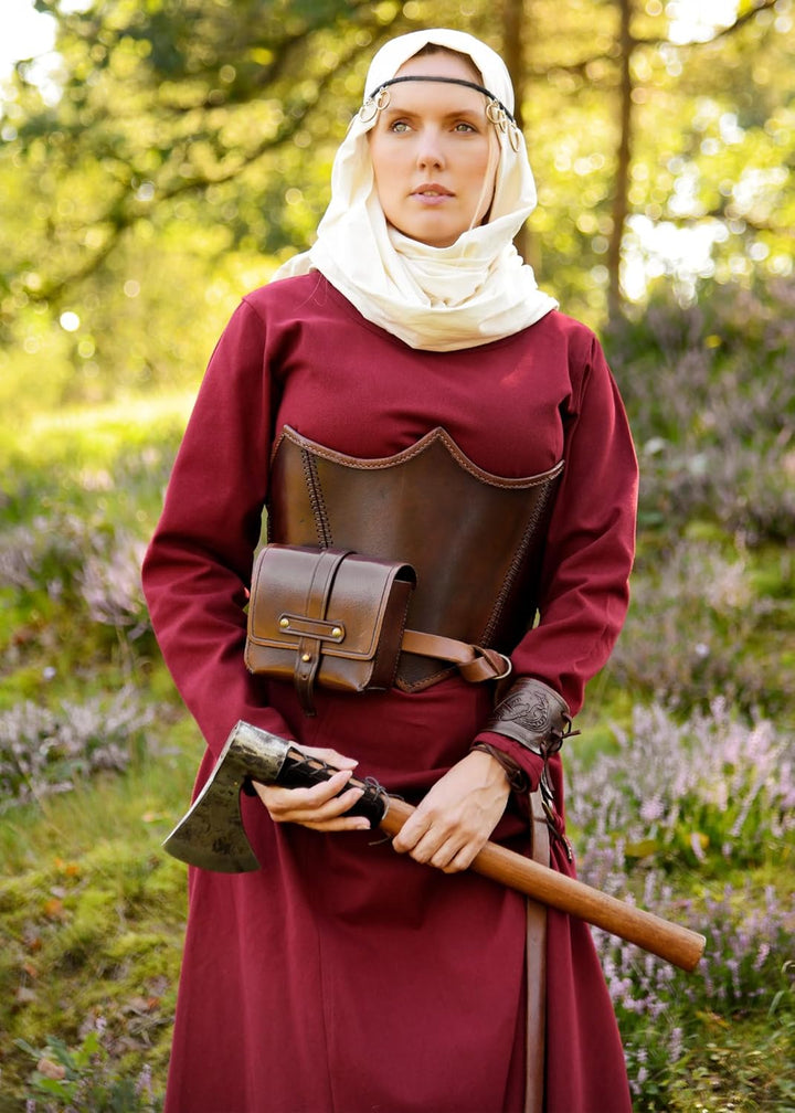 Battle-Merchant Mittelalter Kleid Afra Damen | Langarm Wikinger Kostüm bodenlang | LARP Gewandung au