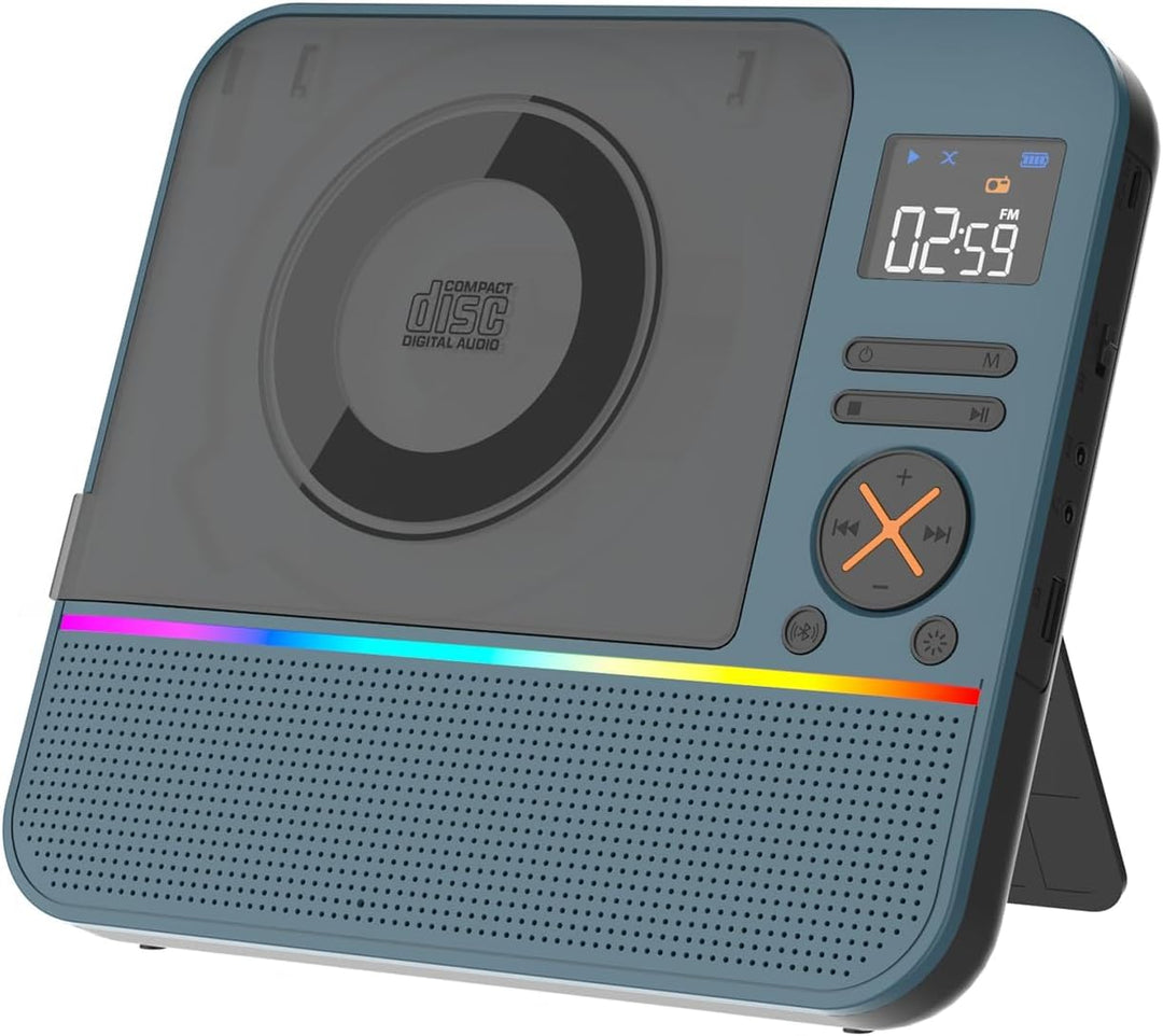 MONODEAL 2026 CD Player Tragbar mit RGB-Licht,HiFi-Stereoanlage Tragbarer CD Player Bluetooth, Wiede