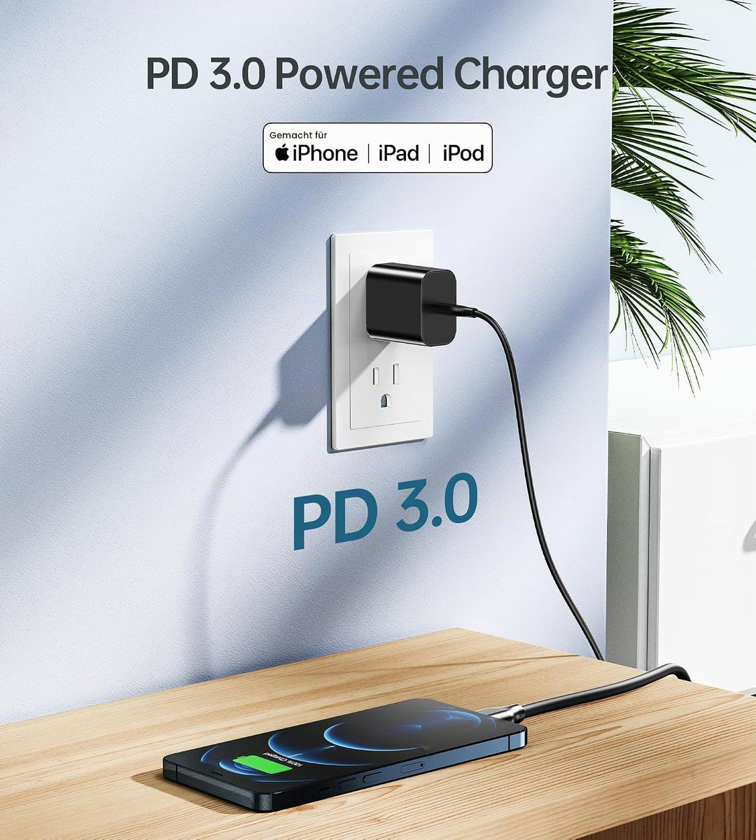 20W USB C Adapter, USB-C Ladegerät kompatibel mit i-Phone 17/16/15/14/13 Plus Pro Max Mini, i-Pad, A
