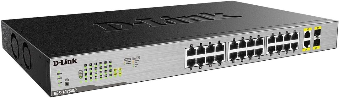 D-Link DGS-1026MP Layer2 PoE+ Gigabit Switch (26-Ports, davon 24 x 10/100/1000 Mbit/s PoE-Ports und