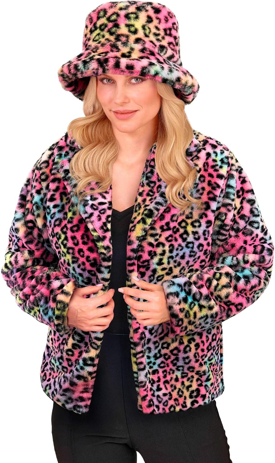 W WIDMANN MILANO Party Fashion - Damen Kunstfell-Jacke, flauschiger Pelz, Plüschjacke, Kostüm, Party