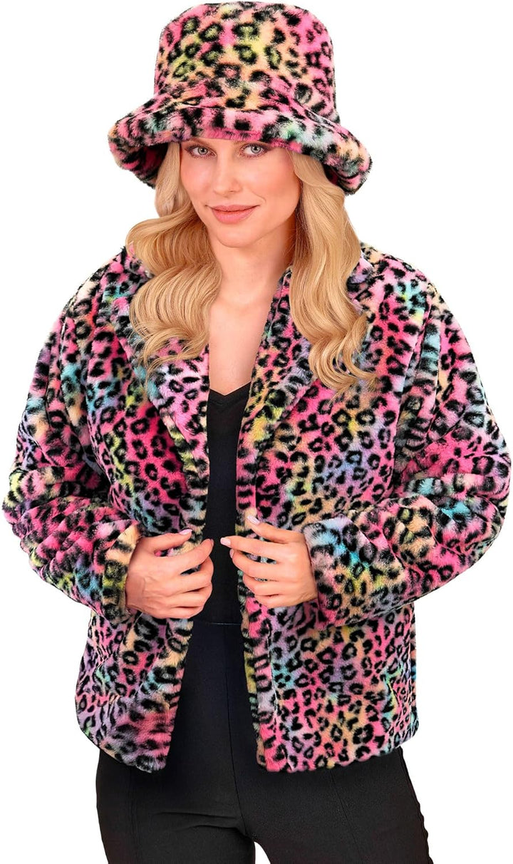 W WIDMANN MILANO Party Fashion - Damen Kunstfell-Jacke, flauschiger Pelz, Plüschjacke, Kostüm, Party