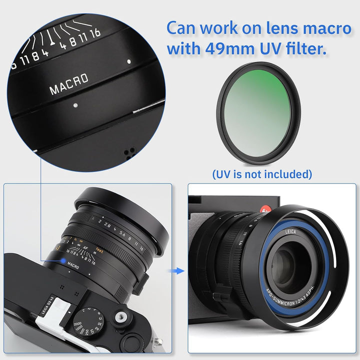 Haoge LH-LQ Gegenlichtblende aus Metall mit Deckel für Leica Q Q2 Q-P QP Typ 116 Typ116 Kamera schwa