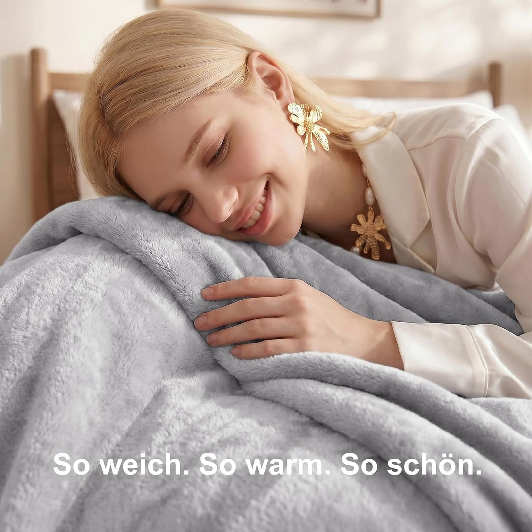 WAVVE Kuscheldecke Flauschig Decke Fleecedecke - Sofadecke 230x270 cm Wohndecke Couchdecke, Hellgrau