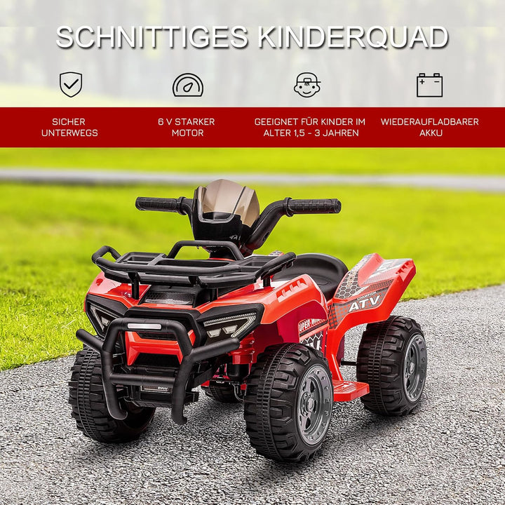 HOMCOM Kinder Quad Elektro 6V Kinderquad mit Vorwärtsfunktion, Musik, Elektro-Quad für Kinder 1,5-3