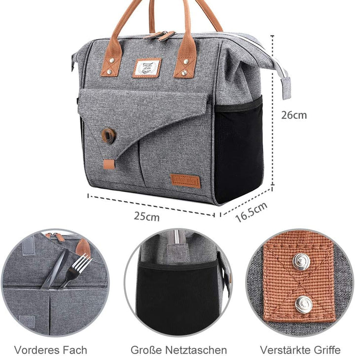 Lekesky Kühltasche Damen Lunchtasche Isolierte für Frauen Auslaufsichere Weit Geöffnete Lunchbox, 11